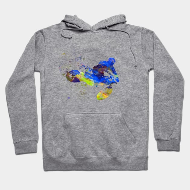 Motocross rider in watercolor Hoodie by PaulrommerArt